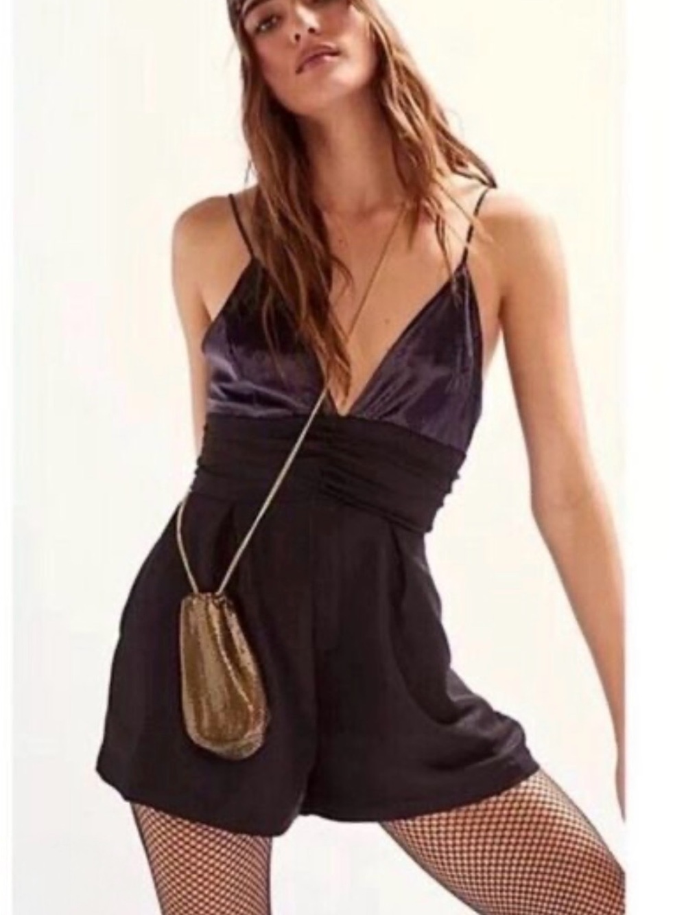 Free People Black Crossbody Bag with Gold Accent